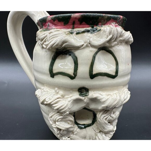 Vintage Santa Claus Mug Handmade Pottery Spongeware Coffee Cup Christmas Decor - Picture 8 of 10